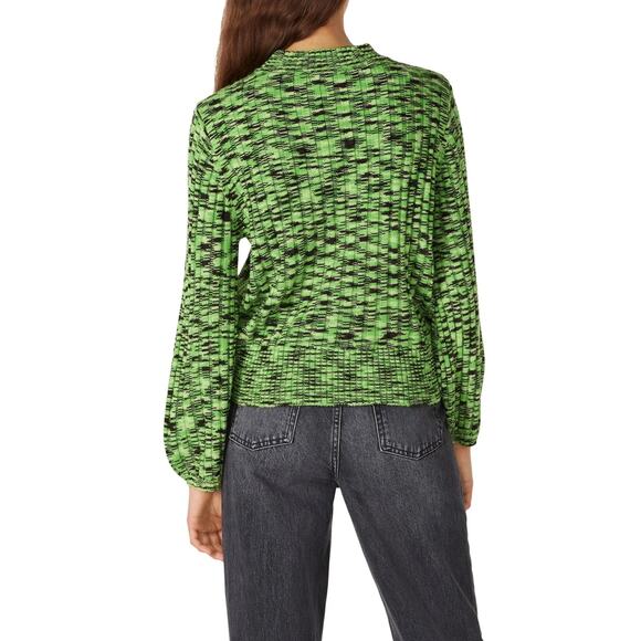 Blank NYC The Clash green ribbed puff sleeve sweater Size small Dopamine Artsy - Picture 2 of 9